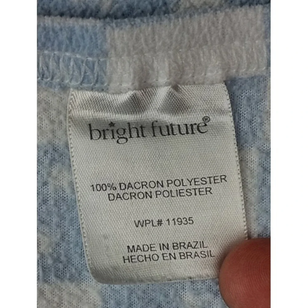 Bright Future Blue White Squares Baby Blanket Soft Fleece Star Moon Security